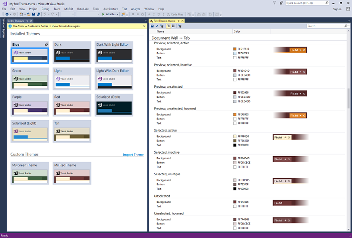 color theme editor for